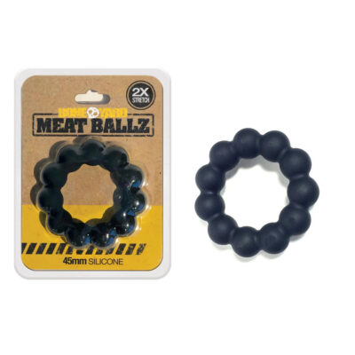 Boneyard Meat Ballz 45mm Silicone Beaded Cock Ring Black BY1058 666987010588 Multiview