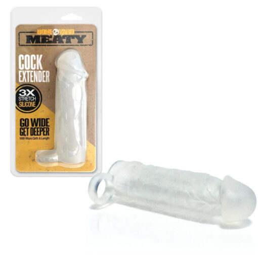 Boneyard Meaty Silicone Cock Extender with Ball Strap Clear BY1062 666987010625 Multiview
