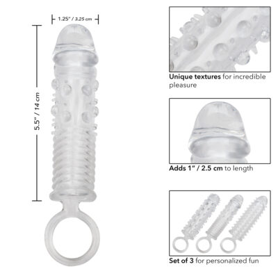 Calexotics 3 Pc Penis Extension Sleeve Kit Clear SE 1625 60 2 716770100931 Info Detail
