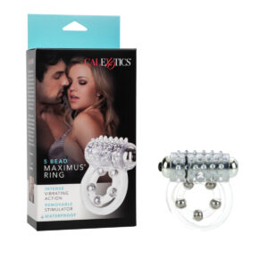 Calexotics 5 Bead Maximus Ring Vibrating Cock Ring Clear SE 1456 10 3 716770046529 Multiview
