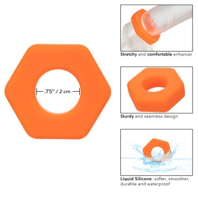 Calexotics Alpha Liquid Silicone Prolong Sexagon Hexagonal Cock Ring Orange SE 1491 70 2 716770106186 Info Detail