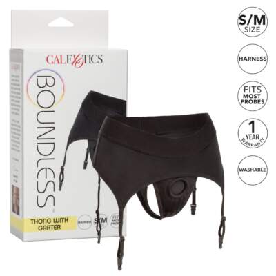 Calexotics Boundless Thong with Garter Harness Black S M SE 2701 18 3 716770096289 Info Detail