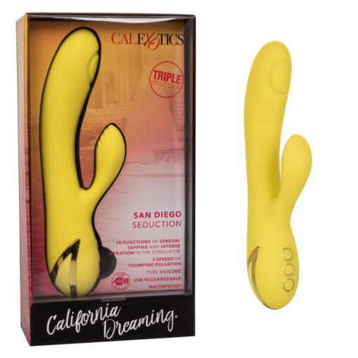 Calexotics California Dreaming San Diego Seduction Tapping Rabbit Vibrator Yellow SE 4351 05 3 716770101181 Multiview