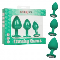 Calexotics – Cheeky Gems Silicone Gem Butt Plug Trio (Green)