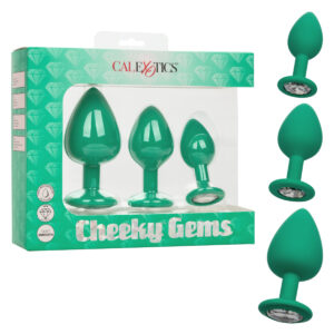 Calexotics Cheeky Cheeky Gems Silicone Anal Gem Plug Kit Green SE 0441 15 3 716770100313 Multiview