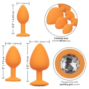 Calexotics Cheeky Cheeky Gems Silicone Anal Gem Plug Kit Orange SE 0441 25 3 716770100337 Info Detail