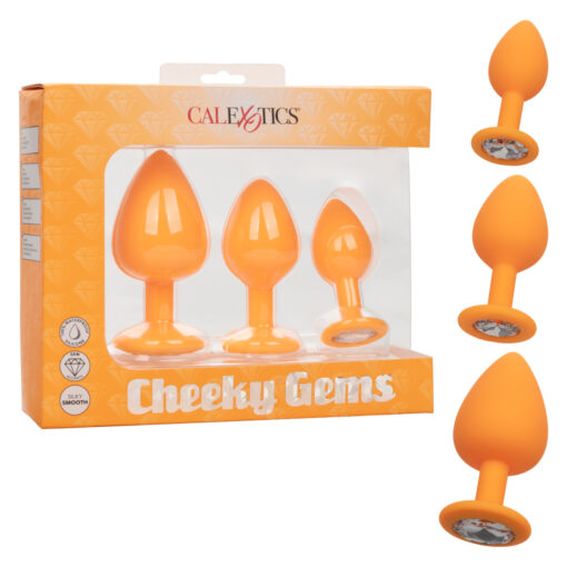 Calexotics Cheeky Cheeky Gems Silicone Anal Gem Plug Kit Orange SE 0441 25 3 716770100337 Multiview