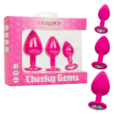 Calexotics Cheeky Cheeky Gems Silicone Anal Gem Plug Kit Pink SE 0441 10 3 716770100306 Multiview
