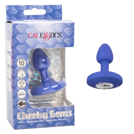 Calexotics Cheeky Gems Rechargeable Vibrating Gem Anal Plug Small Blue SE 0443 15 3 716770104724 Multiview