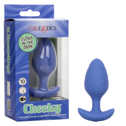 Calexotics – Cheeky Vibrating Glow-In-The-Dark Large Butt Plug (Purple)