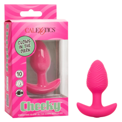 Calexotics – Cheeky Vibrating Glow-In-The-Dark Small Butt Plug (Pink)