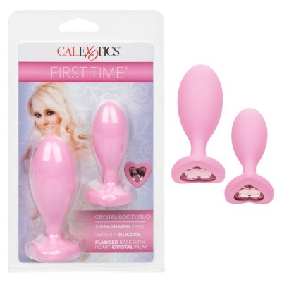 Calexotics First Time Crystal Booty Duo Heart Gem Butt Plug 2Pc Set Pink SE 0004 52 2 716770104328 Multiview