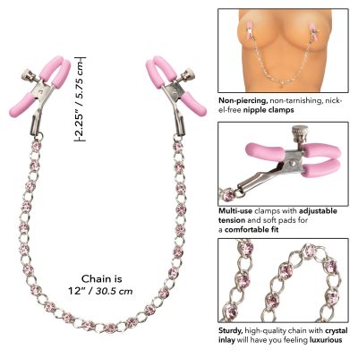Calexotics First Time Crystal Nipple Teasers Silver Pink SE 0004 97 3 716770101105 Detail