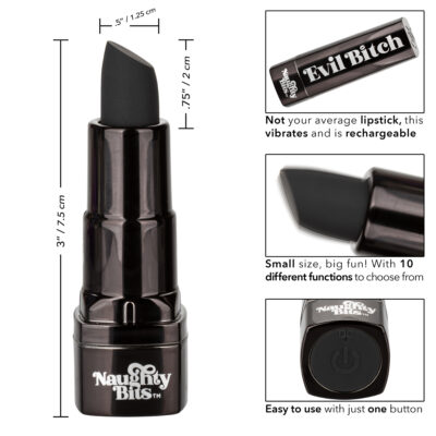 Calexotics Naughty Bits Evil Bitch Rechargeable Lipstick Vibrator Black SE 4410 05 3 716770101266 Detail