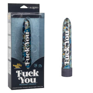 Calexotics Naughty Bits Fuck You Printed Smoothie Vibrator Blue SE 4410 11 3 716770094322 Multiview