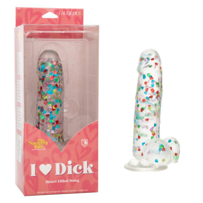 Calexotics Naughty Bits I Love Dick 8 Inch Dong with Hearts Clear SE 4410 62 3 716770101273 Multiview