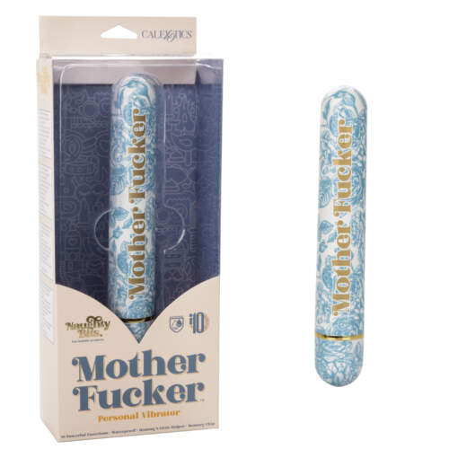 Calexotics Naughty Bits Mother Fucker Smoothie Vibrator Patterned Blue White SE 4410 18 3 716770096869 Multiview