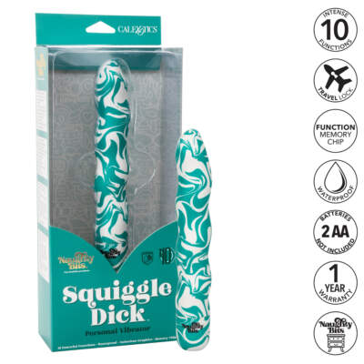 Calexotics Naughty Bits Squiggle Dick Vibrator Patterned Teal White SE 4410 19 3 716770096876 Info Multiview