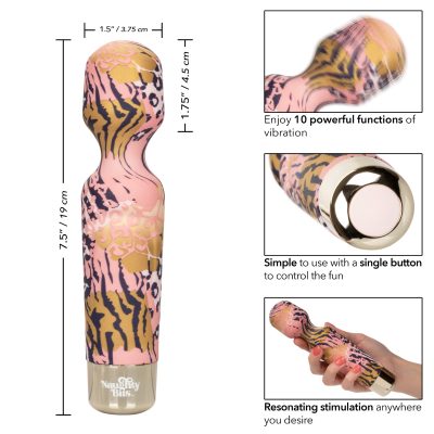 Calexotics Naughty Bits WTF Wand To Fuck Wand Massager Pink Gold Animal Print SE 4410 37 3 716770101518 Info Detail