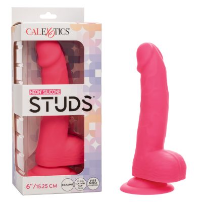 Calexotics Neon Silicone Studs 6 Inch Penis Dong with Balls Pink SE 0252 02 3 716770108593 Multiview