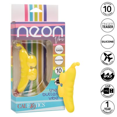 Calexotics Neon Vibes The Butterfly Vibe Flickering Clitoral Finger Vibrator Yellow SE 4403 09 3 716770106605 Info Multiview