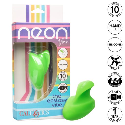 Calexotics Neon Vibes The Ecstasy Vibe Rechargeable Finger Vibrator Neon Green SE 4403 11 3 716770104199 Multiview