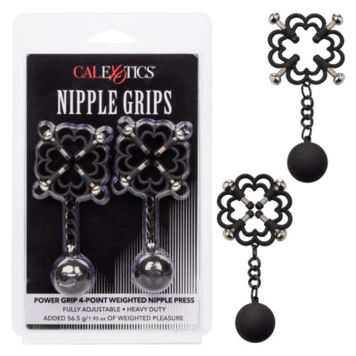 Calexotics Nipple Grips Power Grip 4 Point Weighted Nipple Press Black SE 2551 15 2 716770100924 Multiview