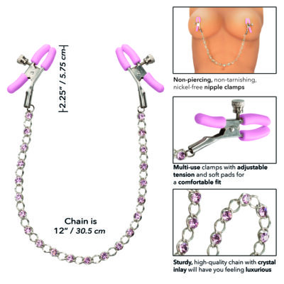 Calexotics Nipple Play Crystal Chain Nipple Clamps Pink SE 2617 10 2 716770101112 Info Detail