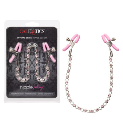Calexotics Nipple Play Crystal Chain Nipple Clamps Pink SE 2617 10 2 716770101112 Multiview