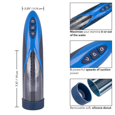 Calexotics Optimum Series Rechargeable Waterproof Penis Pump Blue SE 1045 05 3 716770101501 Info Detail