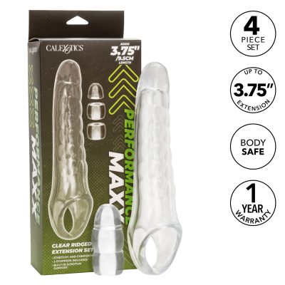 Calexotics Performance Maxx Clear Ridged Penis Extension Set Clear SE 1632 50 3 716770109453 Info Multiview
