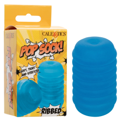 Calexotics – Pop Sock! Ribbed Reversible Mini Stroker (Blue)