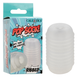 Calexotics – Pop Sock! Ribbed Reversible Mini Stroker (Frosted Clear)