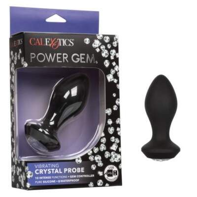 Calexotics Power Gems Crystal Probe Rechargeable Vibrating Gem Butt Plug Black SE 0385 15 3 716770092519 Multiview