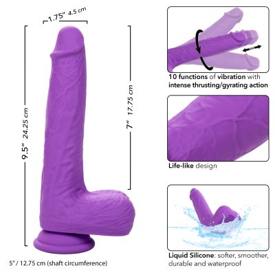 Calexotics Rechargeable Gyrating and Thrusting Silicone Studs 7 Inch Penis Dong with Balls Purple SE 0251 10 3 716770108586 Info Detail