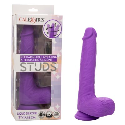 Calexotics Rechargeable Gyrating and Thrusting Silicone Studs 7 Inch Penis Dong with Balls Purple SE 0251 10 3 716770108586 Multiview