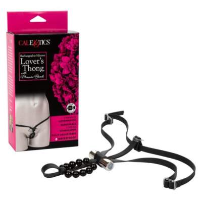 Calexotics Rechargeable Lovers Thong with Pleasure Beads Black SE 0060 60 3 716770092007 Multiview