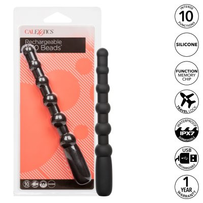 Calexotics Rechargeable x10 Vibrating Anal Beads Black SE 1233 10 2 716770106490 Multiview