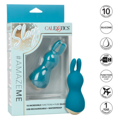 Calexotics Slay Amazeme Rechargeable Mini Bunny Clitoral Stimulator Teal SE 4407 45 3 Info Multiview
