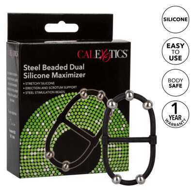Calexotics Steel Beaded Dual Silicone Maximizer Ring Black SE 1426 25 3 716770099198 Info Multiview