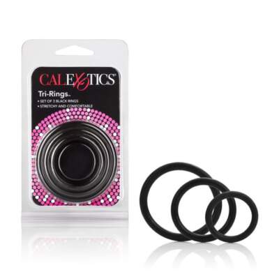 Calexotics Tri-Rings 3-pack 3-sizes cock rings rubber black SE-1421-03-2 716770028242