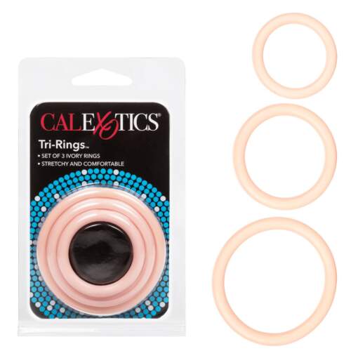 Calexotics Tri Rings 3 size Cock Ring Kit Light Flesh Ivory SE-1421-01-2 716770028235