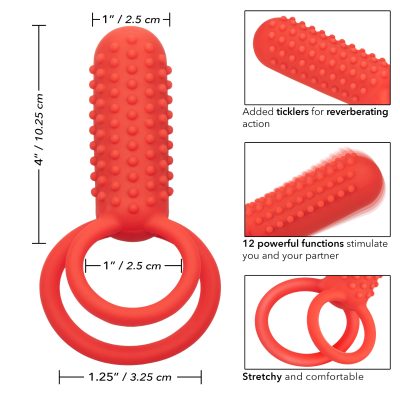 Calexotics Vertical Dual Enhancer Dual Cock and Ball Ring Red SE 1843 40 3 716770104427 Info Detail