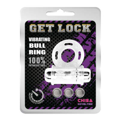STAY HARD Get Lock Cock Ring Vibrating Bull Ring Clear