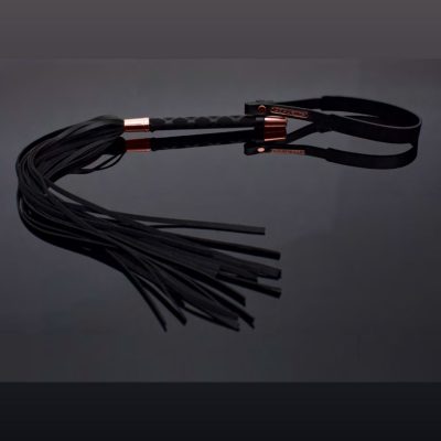 Coquette 26 Inch Faux Leather Flogger Whip Black Rose Gold 22527BLK 883124180076 Detail