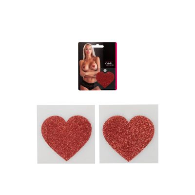 Cottelli Heart shaped Nipple Stickers Pasties Red Glitter 0773174 4024144773985 Multiview