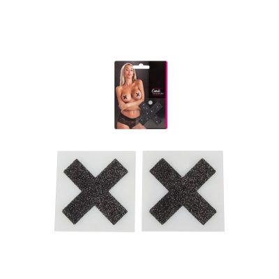 Cottelli X shaped Nipple Stickers Pasties Black Glitter 0773158 4024144773978 Multiview