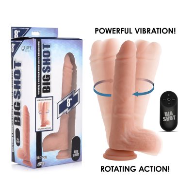 Curve Novelties Big Shot Rechargeable Wireless Remote Silicone Vibrating Rotating 8 Inch Dildo with Balls Light Flesh CN 19 1009 10 653078940855 Multiview