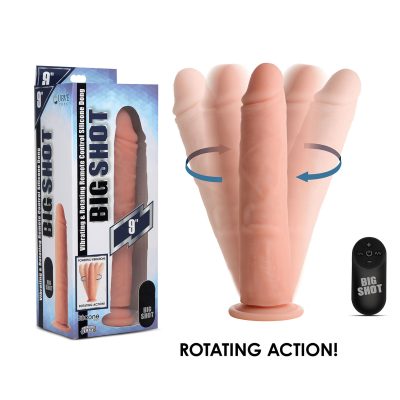 Curve Novelties Big Shot Rechargeable Wireless Remote Silicone Vibrating Rotating 9 Inch Dildo Light Flesh CN 19 1008 10 653078940848 Multiview