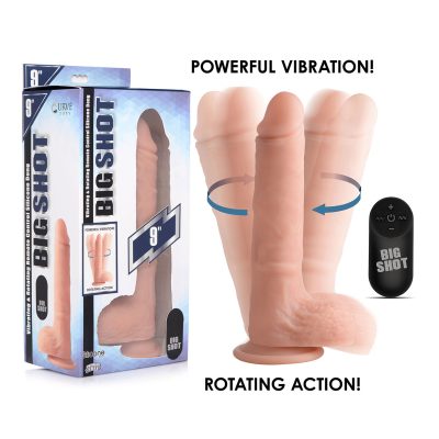 Curve Novelties Big Shot Rechargeable Wireless Remote Silicone Vibrating Rotating 9 Inch Dildo with Balls Light Flesh CN 19 1010 10 653078940862 Multiview